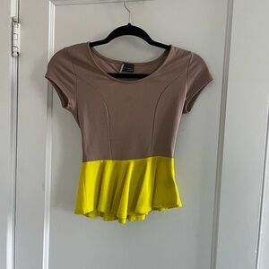Urban Outfitters Taupe Top with Yellow Peplum